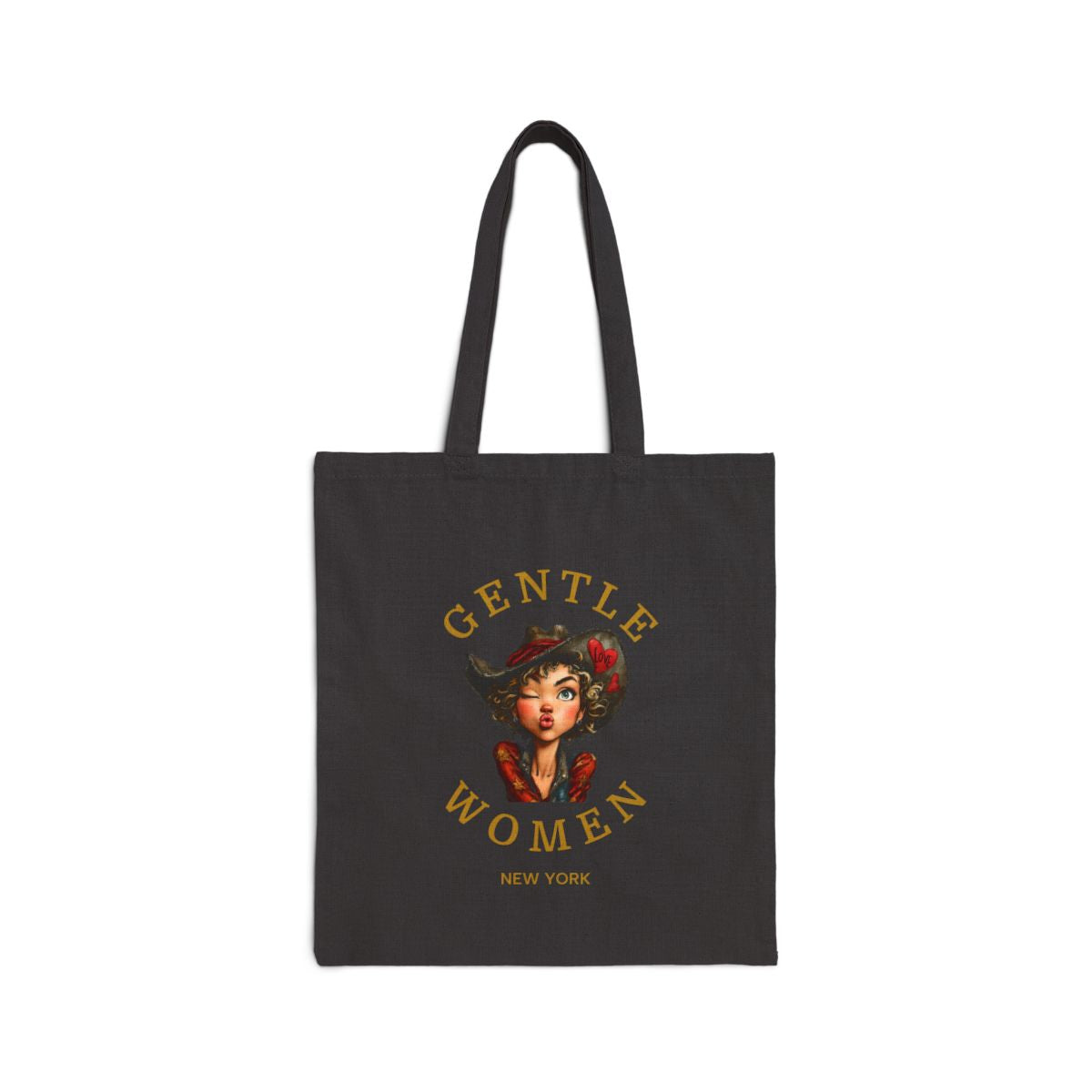 Gentle Women Black Cotton Canvas Tote Bag