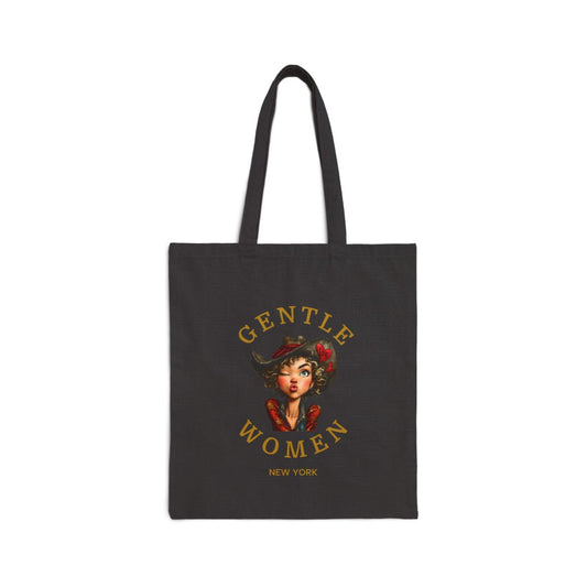 Gentle Women Black Cotton Canvas Tote Bag