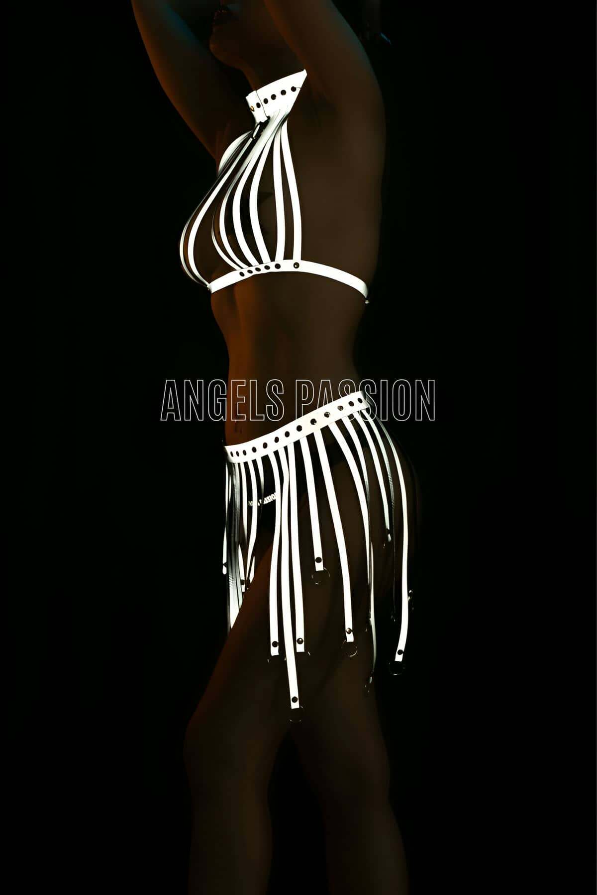Tasseled Reflective Skirt & Bustier Set,Sexy Festival Outfit for EDM, Rave and Party Wear, Perfect Gift