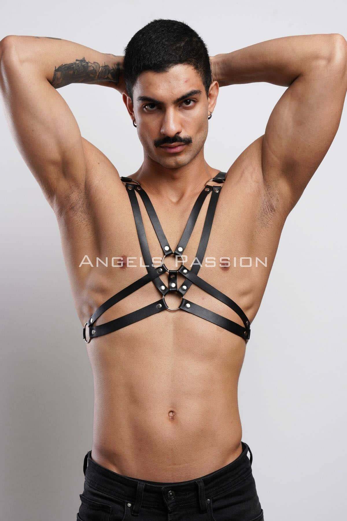 Unique Men's Strapped Harness Geometric Design for Bold Style & Roleplay, Ideal Gift
