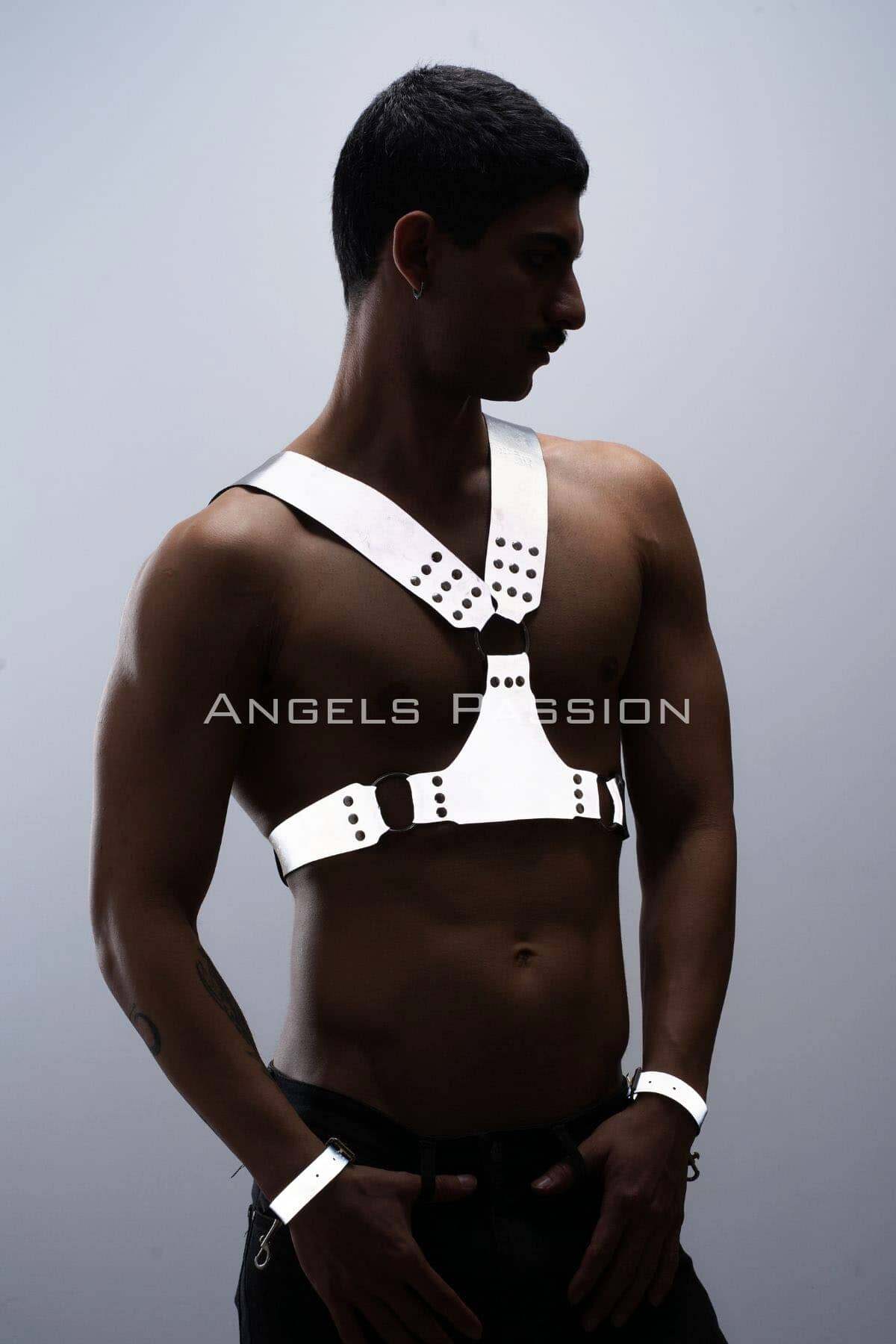 Leather Reflector Harness with Rivets for Clubwear & Party Style, Perfect Cosplay Gift