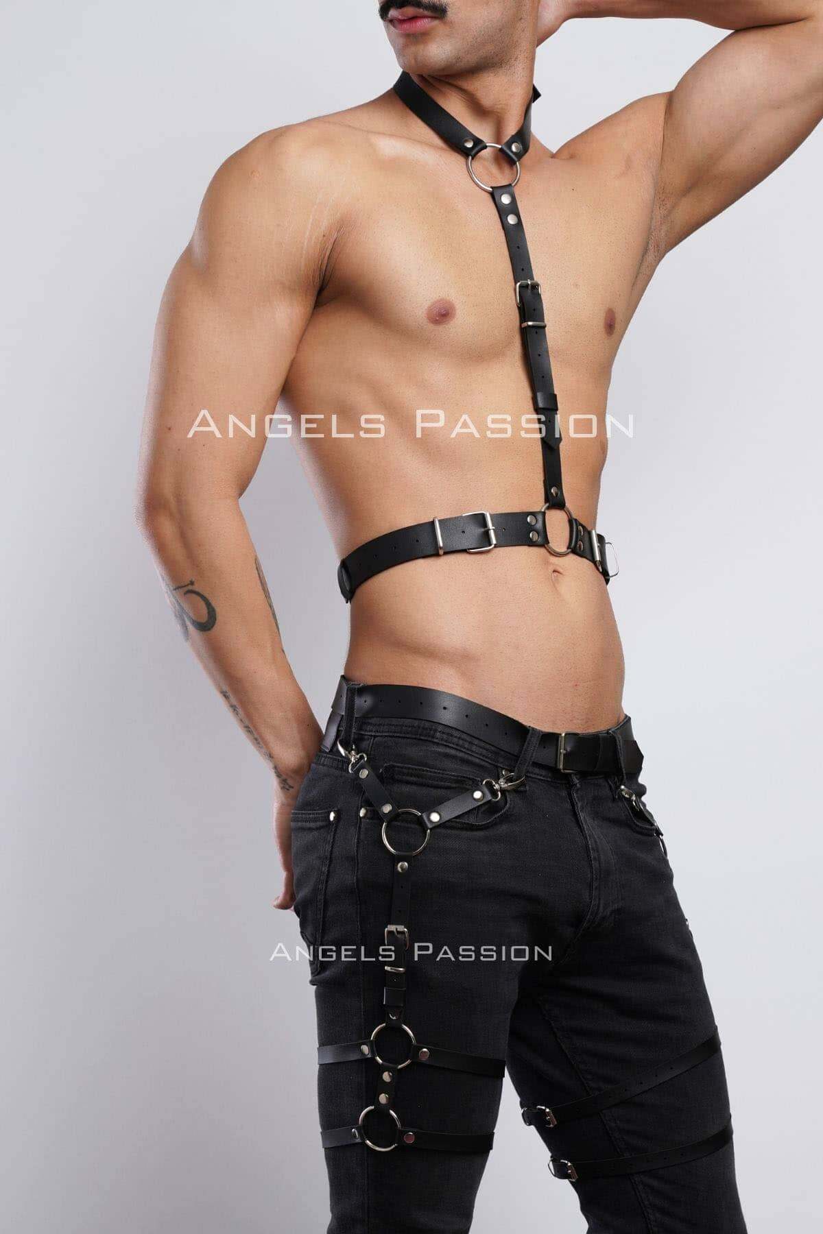 Leather Garter and Chest Harness, Trendy Accessory for Clubwear and Parties, Ideal Gift for Bold Fashion Statements