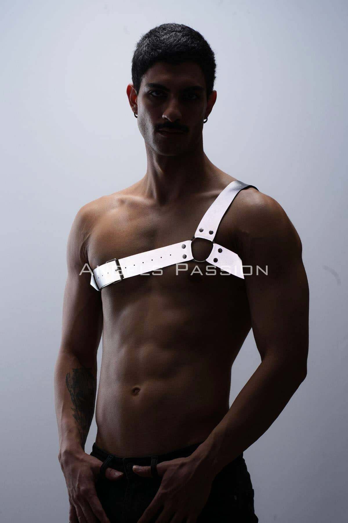 Asymmetrical Men's Body Strap Stylish Shoulder Reflective Harness for Clubwear & Nightlife Unique Gift