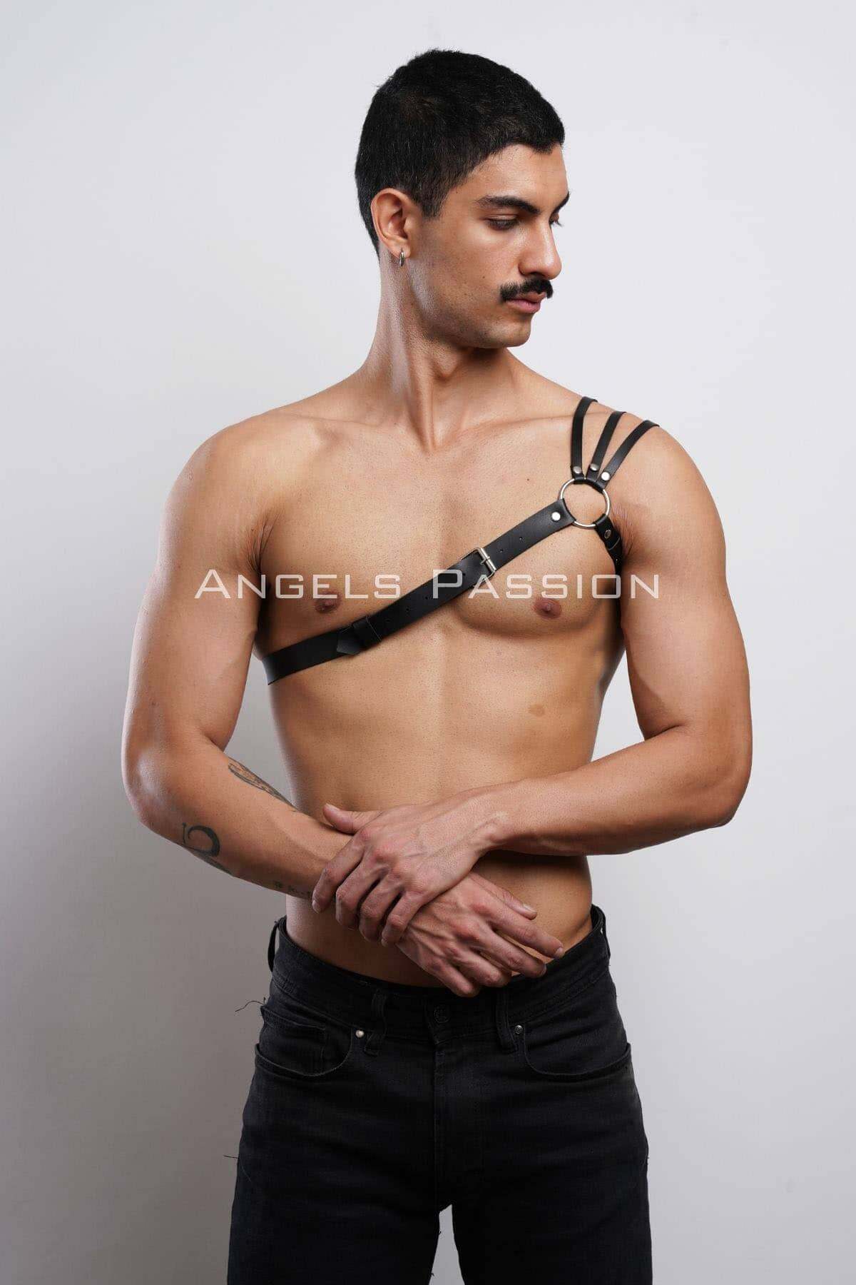 Chest Harness with Stylish Shoulder Straps, Modern Premium Leather Design for Partywear - Unique Gift for Him