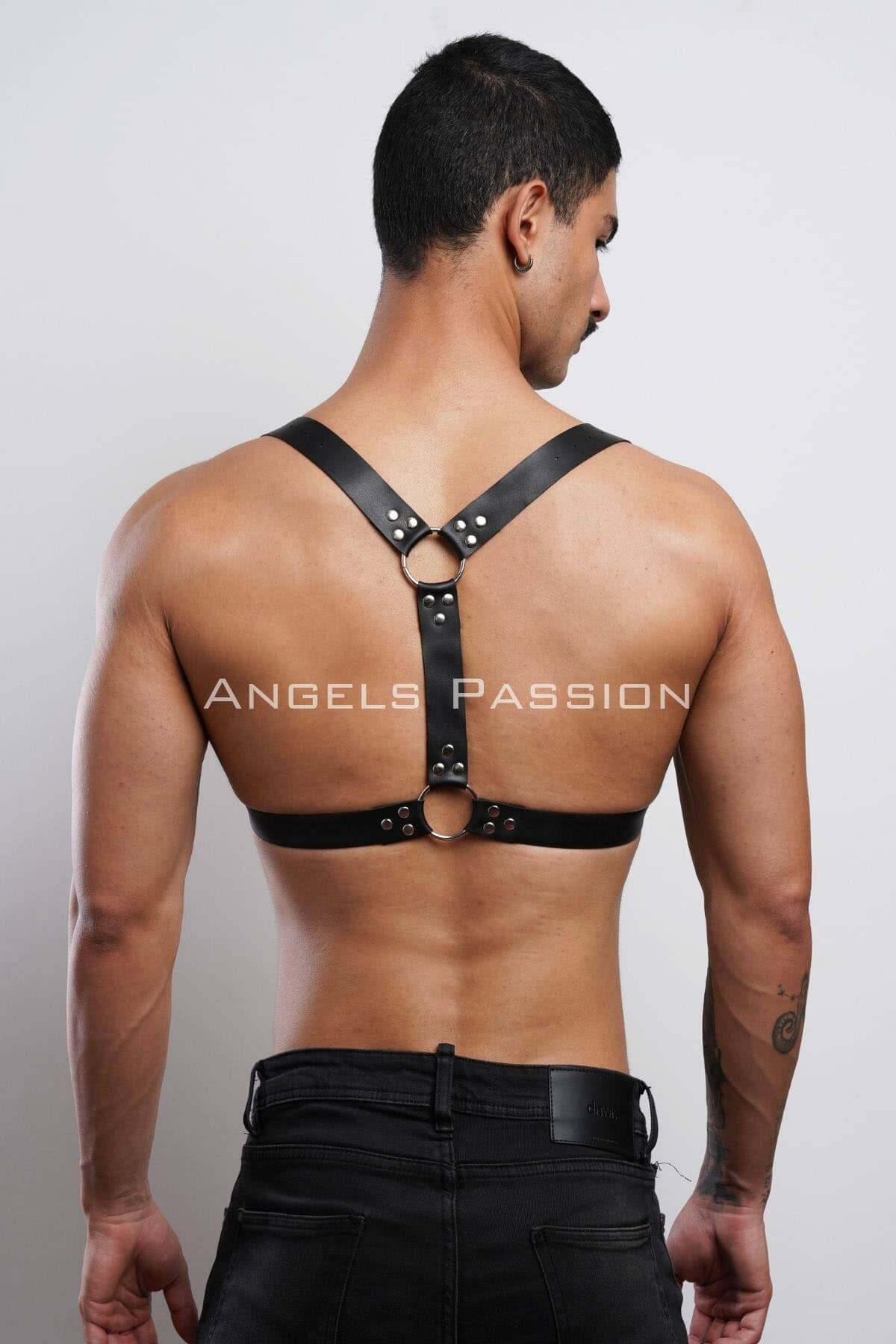 Leather T-Shirt Harness with Ring Design, Trendy Chest Accessory for Parties, Ideal Gift