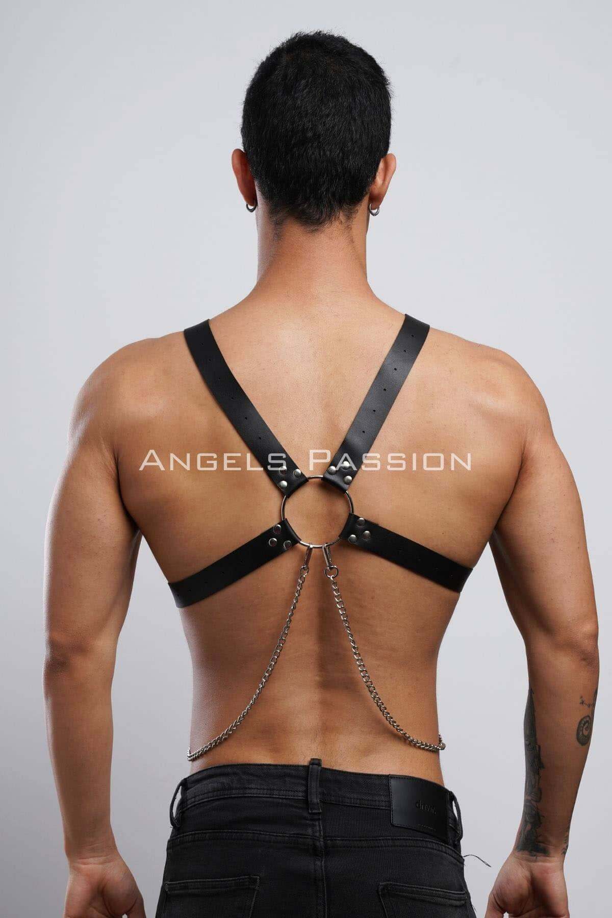 Leather Body Harness with Chain Accents, Trendy Accessory for Parties & Great Gifts