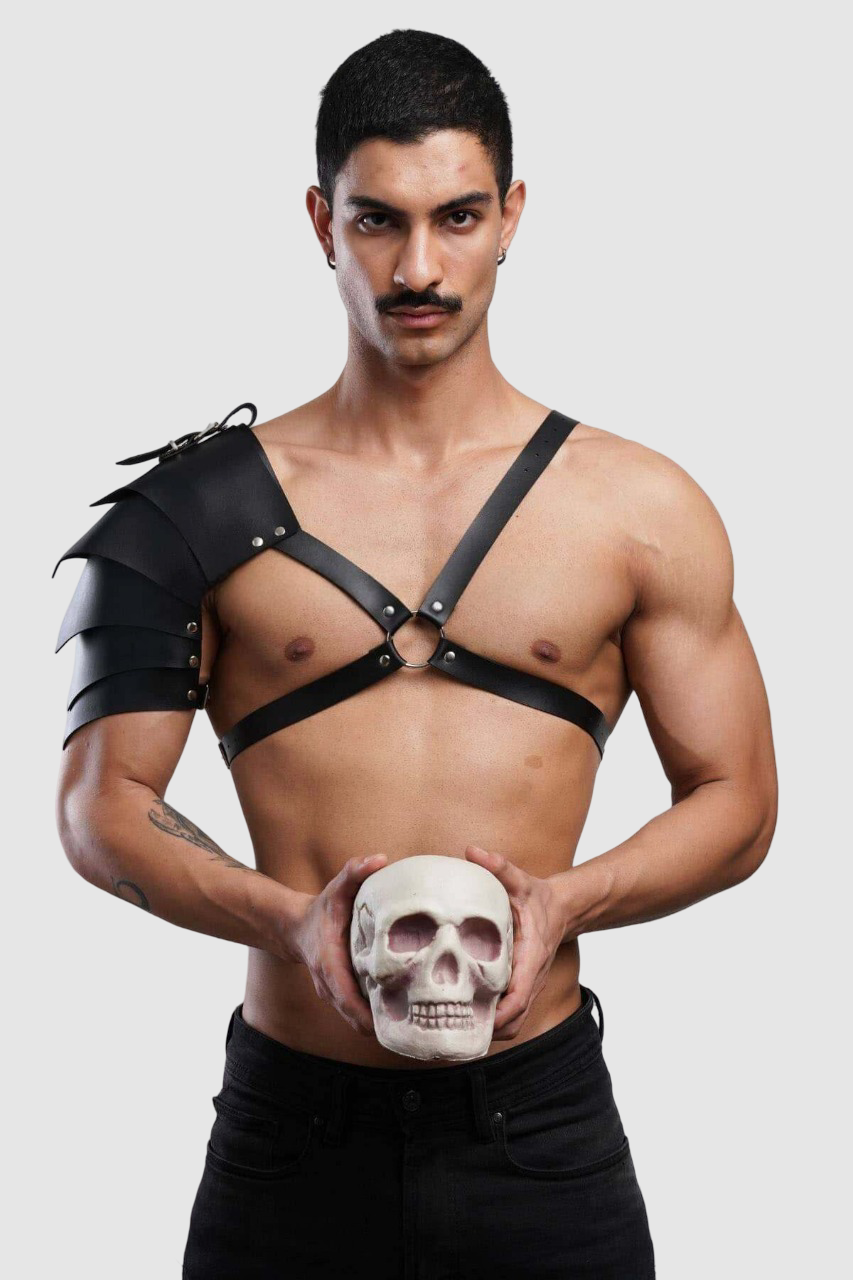 Unique Leather Cosplay Harness, One Shoulder Gladiator Design, Perfect for Costume Parties and Nightclub